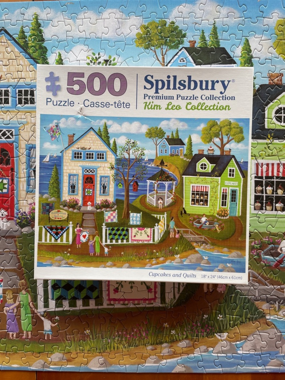 Spilsbury Colorful Village Scene Jigsaw Puzzle - Blue, Green & White 500 Pieces